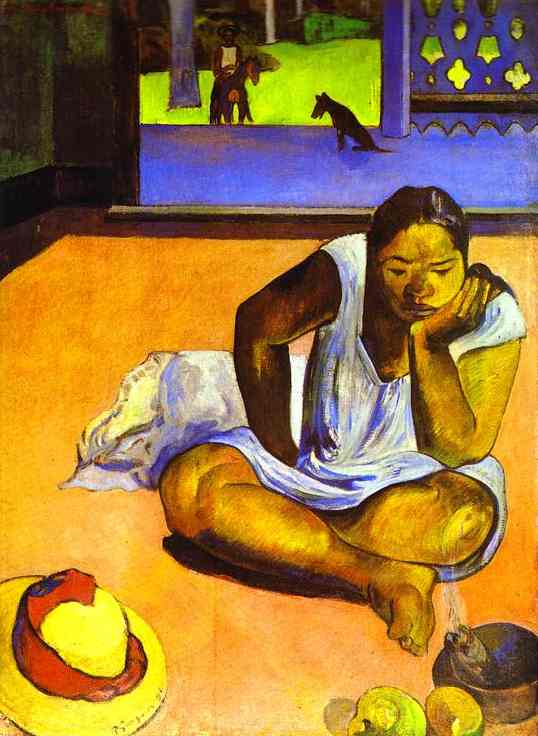 Te Faaturuma (Brooding Woman). <br>1891. Oil on canvas. <br>The Worcester Art Museum, Worcester, MA, USA