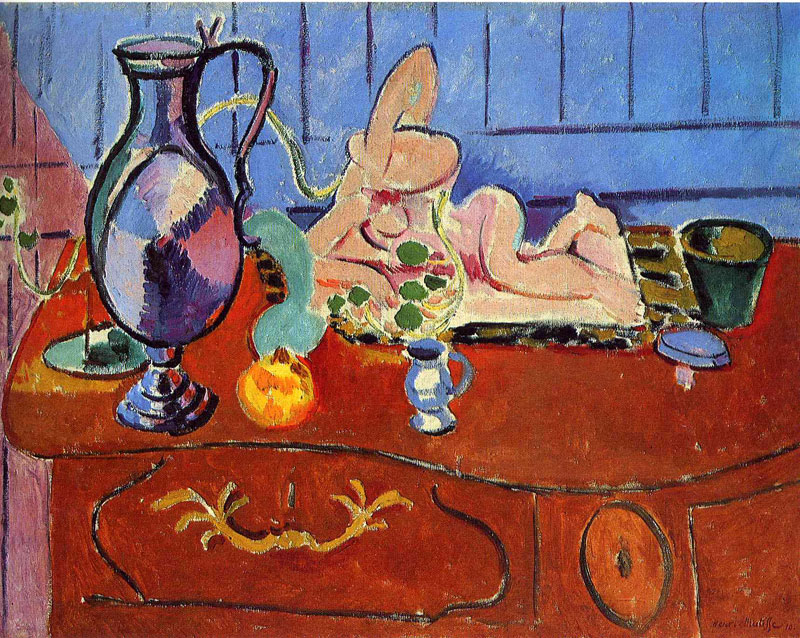 Still Life with a Pewter Jug and Pink Statuette, 1910<br>现收藏于：Hermitage, St. Petersburg, Russia