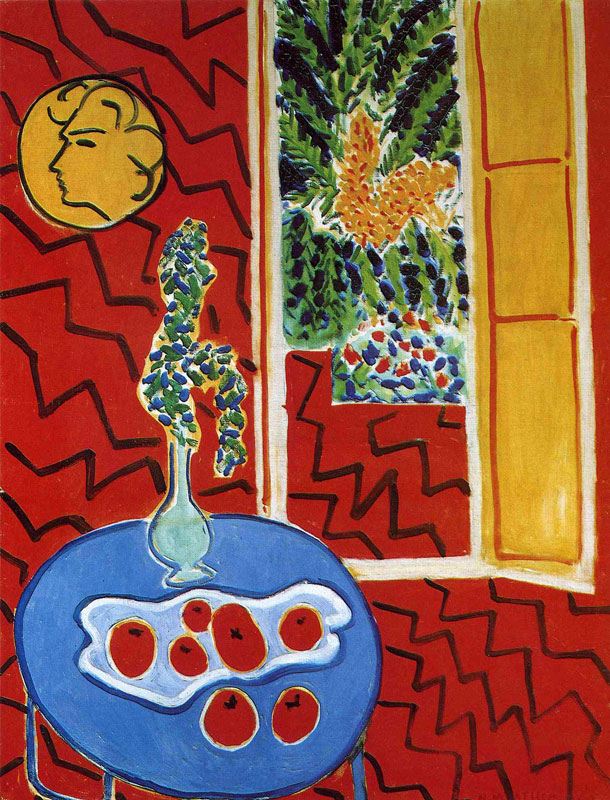 Red Interior. Still Life on a Blue Table, 1947