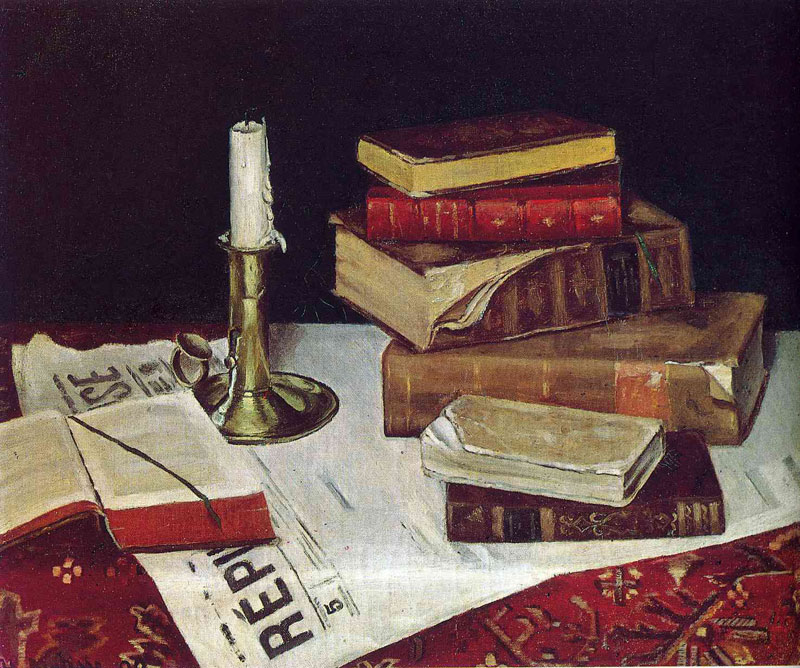Still Life with Books and Candle<br>1890, ͻ, 38 x 45 cm<br>