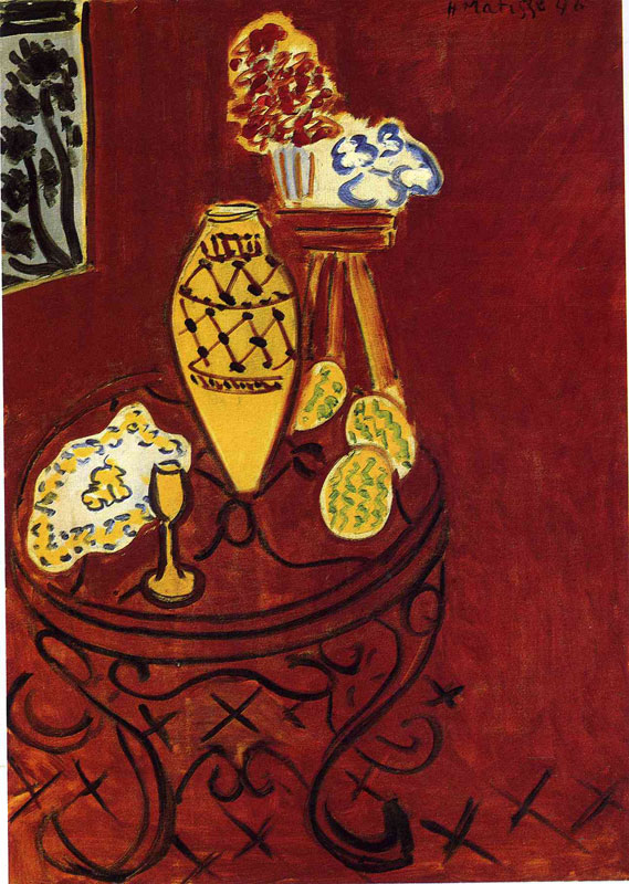 Interior in Venetian Red<br>1946, 92 x 65 cm<br>现收藏于：Musée Royaux des Beaux-Arts, Brussels, Belgium