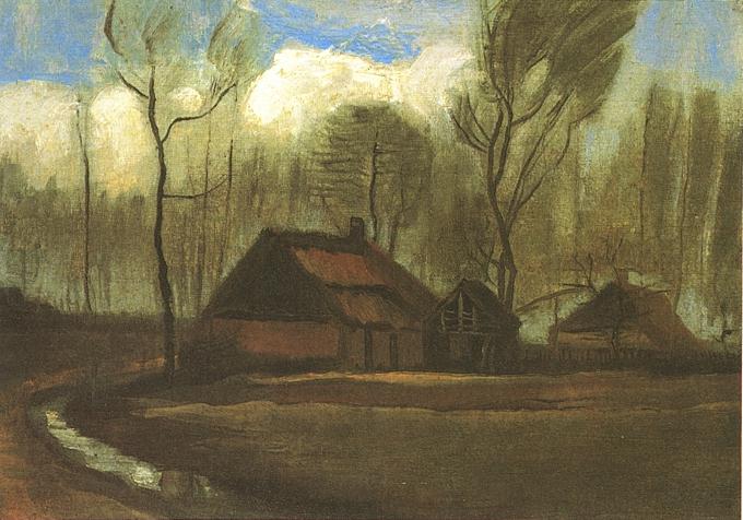 Farmhouses Among Trees 
