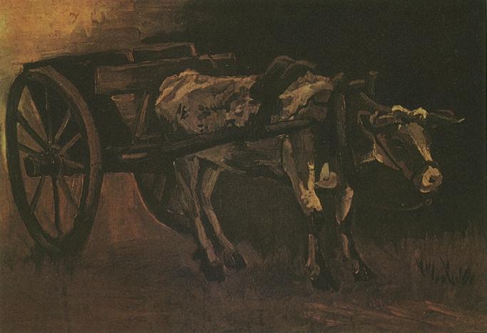 Cart with Red and White Ox