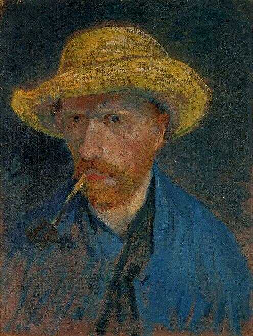 Self-Portrait with Straw Hat and Pipe